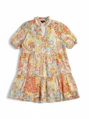 MSK Multicolor Floral & Paisley Print Mini Dress with Ruffle Collar